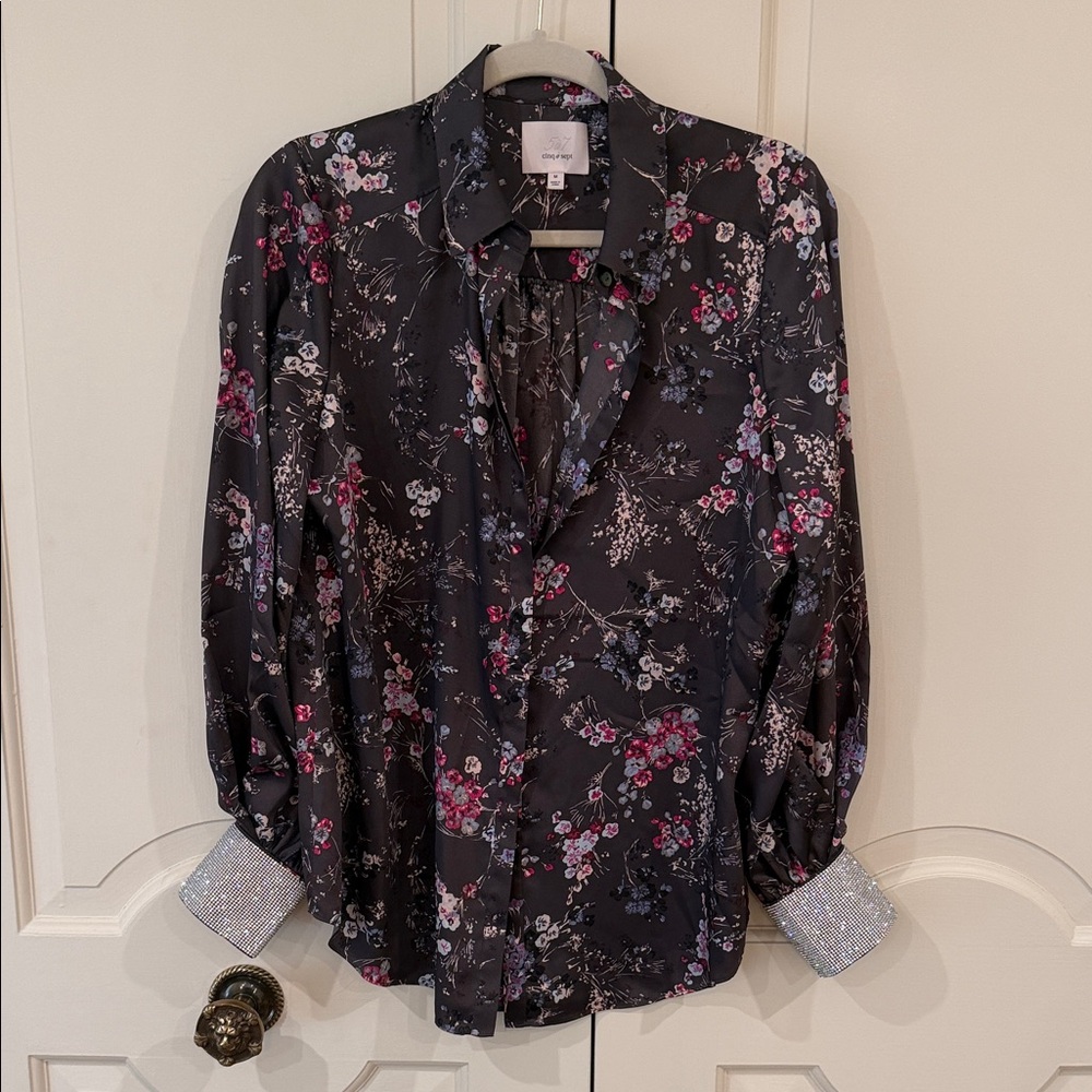 CINQ A SEPT EMBELLISHED BLOUSE